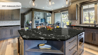 Noblle Quartz Q921 Arabescato Black